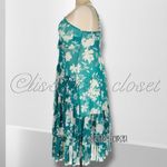 Torrid Teal Tropical Floral Mesh Ruffle Boho Midi Dress Photo 5