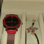 Jesou Watch, Necklace, earring‎ and bracelet set Red Photo 7