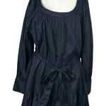 Eloquii Puff Sleeve Scoop Neck Tie Waist Dress Black Size 14 Photo 0