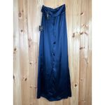 Lulus NWT  Memorable Entrance Dark Blue Strapless Satin Maxi Dress Bridesmaid M Photo 4
