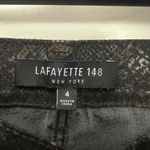 Lafayette 148 Black Gold Snakeskin Print Pants Size 4 Straight Leg Photo 2