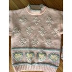 Vintage Women's Pastel Knit Novelty Pink Heart Pullover Sweater Sz M Fairy Kai Photo 5