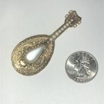 1928 Brand Gold Tone and Faux Pearl Brooch Photo 2