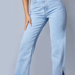 Pretty Little Thing Petite Light Wash Split Hem Jeans  Photo 0