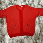 CAbi  Orange Knit Zip Up Cardigan Sweater Women’s Sz M 3/4 Sleeve Cozy Warm Sweet Photo 0