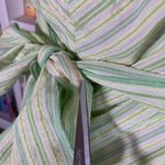 Vintage 90s Halter Dress Green Striped Printed Flowy Handkerchief Hem Spring Size M Photo 7