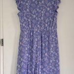 Luna Purple Floral High Neck Flowy Ruffle Dress L Photo 1