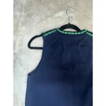 J Crew Tank Womens 8 Navy Green Embroidered Bib Tassel Keyhole Sleeveless Top Photo 9