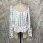 superdown  Marrie Flannel Puff Sleeve‎ Top White & Pink Size US Large Photo 8