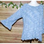 Avenue Women's Blue Blouse Top Size 22W 24W Long Bell Sleeves Ruffle Hem Ribbed Photo 3