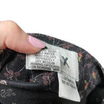 Flax Black Purple Floral Print Corduroy Top Size Medium Photo 6