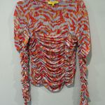 Circus NY Women’s small Dusk Blue Electric Zebra Ruched Long Sleeve Top 1728 Photo 1