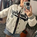 Edikted Cowboys Snap Front Varsity Jacket White Size Large Photo 5
