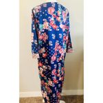 Miss Elaine Blue Floral Robe Caftan Mumu 1/4 Zip Long R4 Size M Photo 2