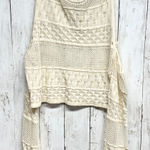 ZARA  Top Women Size Medium Cream Crochet Cold Shoulder Long Sleeve Crop Blouse Photo 0