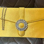 Unbranded Yellow satin envelope Elegant Bag evening clutch silver chain Brooch Photo 0