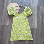 ZARA  yellow floral puff sleeve mini dress‎ square neck Photo 2