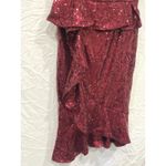 NIKIBIKI Sequin Tank Cocktail Party Ruffle Dress Women’s Small Ruby Wine Photo 9