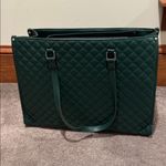 Green Quilted Pleather Travel Tote Bag Photo 9