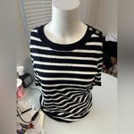 Anne Klein Black and White Striped Short Sleeve Top Photo 1
