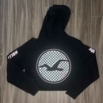 Hollister  Black and Pink Checkered Cropped Hoodie Photo 2