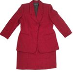 ELLEN TRACY LINDA ALLARD Wool Skirt Suit Women 14P Classic Business Ofice Retro Red Size 14 Photo 2