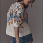 Anthropologie The Darcey Popover Floral Swing Top by Yukiko Noritake Cream XS Photo 1