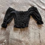 Urban Outfitters  Black Gauze Peplum Off Shoulder Ruched Shirt Women’s Sz S EUC Photo 4