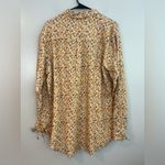 NWT La Porte Yellow Floral Linen Blend Button Down Tie Wrist Top/Blouse Large Photo 4
