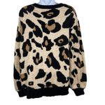 Entro Leopard Cheetah Knit Animal Print Balloon Sleeve Cozy Sweater Top Photo 4