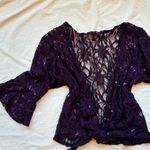 Beautiful purple plum silver sequin floral lace wrap top / cardigan Size undefined Photo 1