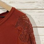 Free People  Grandpa Jersey Outer Sunset Embroidered Blouse Top - Rust - Small Photo 5