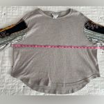 FOR THE REPUBLIC Waffle Knit Mixed Print Balloon Sleeve Bohemian Top Size M Photo 7