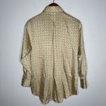 ZARA  Basics polyester geometric gold button up blouse‎ Sz M Photo 5
