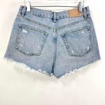 ZARA  Blue Cotton Light Wash Distressed Denim Shorts Photo 2