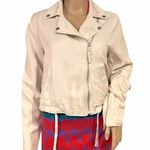 Abercrombie & Fitch Women’s Light Beige Moto Jacket Size M Asymmetrical Zip EUC Photo 0