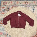 Topshop NWT  oversized cotton collar bomber jacket in burgundy size small Photo 1