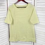 Loft  Embroidered Mandala Slub Knit Short‎ Sleeve Pullover Shirt Yellow Medium Photo 6