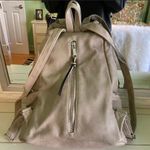 Beige Leather Small Backpack Tan Photo 2