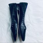 Diane Von Furstenberg  Corolla Flats Black Leather Perforated Scallop Trim Sz 7.5 Photo 8