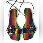 🌞🏝️Women Colorful Strappy Sandals with Floral Design Size 42.🍀 Red Photo 2