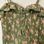 American Eagle  Women’s Ruffle Crop Tank Top Green Floral Size XS EUC Photo 1