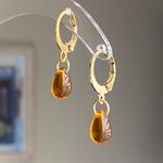 Handmade aurora olive green mini teardrop Czech glass simple minimalist earrings💚🫒💕 Photo 7