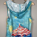 Leoma Lovegrove Happy Place Women’s M Hooded Cover Up Vented Sleeveless Beach Blue Size M Photo 8