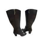 UGG Neoma Black Leather Knee High Heeled Boots Braided Strap Women’s Size 9.5 Photo 5