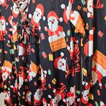 Kate Kasin Festive Santa Print Dress Christmas XL Lace Up Long Sleeve Holiday Black Photo 2
