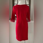 Slny  Illusion Cuff Sheath Dress in Red Midi Dress Petite Size 10 New with Tag Photo 6