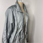 Vintage 80s Lightweight Jacket Shimmer Silver Tudor Court Mid Length Size Medium Photo 1