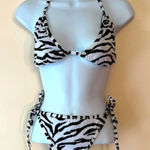 Zebra Print White and Black String Bikini Sz OS Photo 0