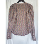 Anthropologie Puff Sleeve Knit Henley Top Women's M Boat Neck Romantic Prairie Photo 7